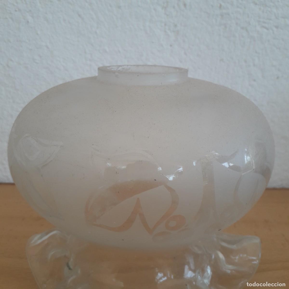Antig&uuml;edades: TULIPA QUINQUE CRISTAL ESMERILADO CON GRABADOS