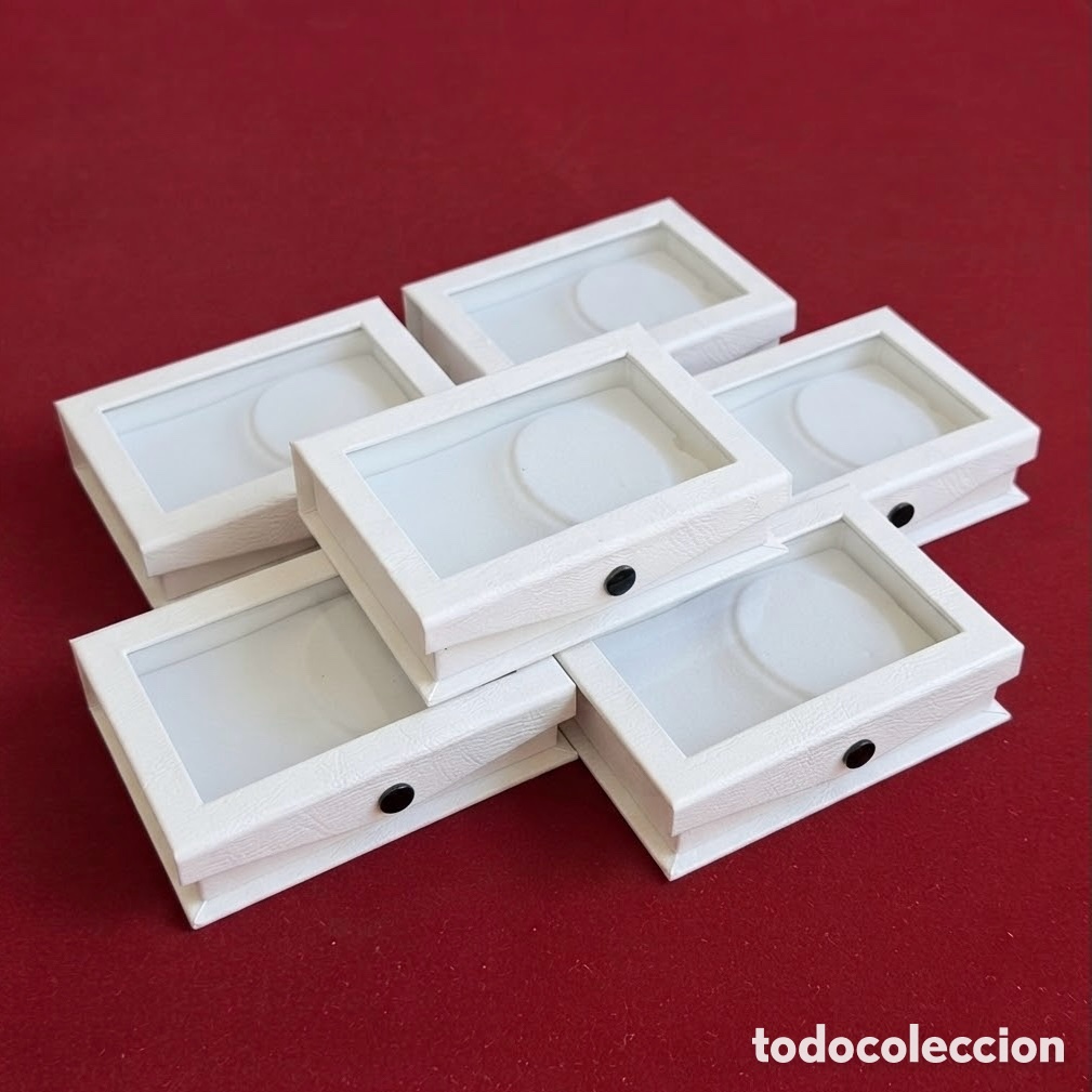 Antiques: Lote 6 Cajas Joyero Blancas con Ventana Expositor