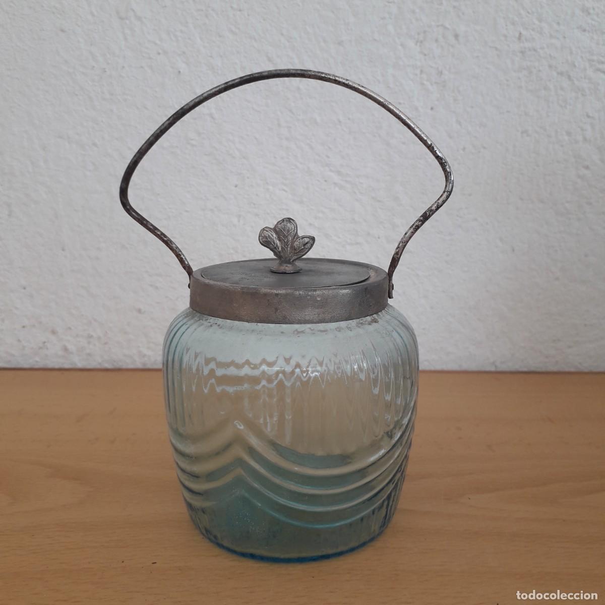 Antig&uuml;edades: BOMBONERA AZUCARERO MODERNISTA CRISTAL AZUL