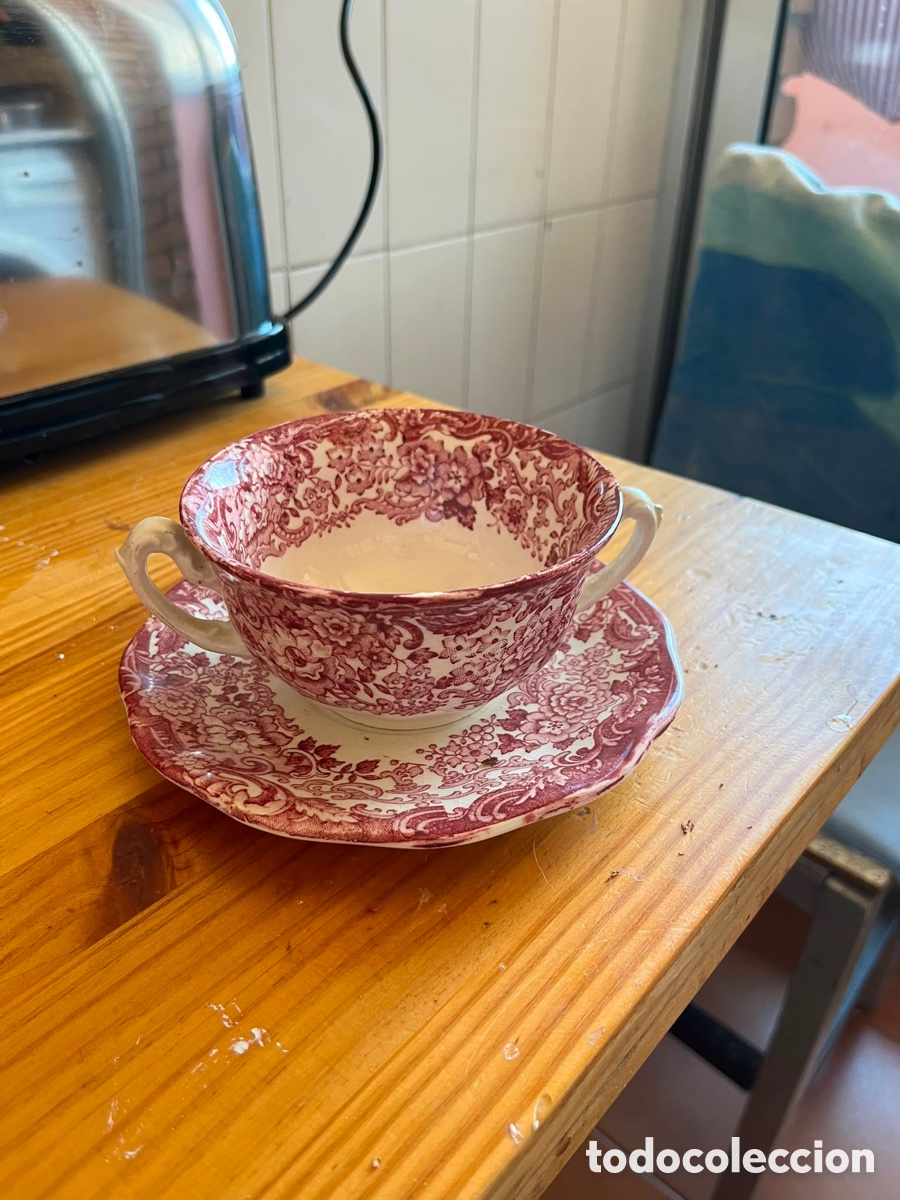 Antig&uuml;edades: 5 cuencos/tazas de sopa La Cartuja de Sevilla