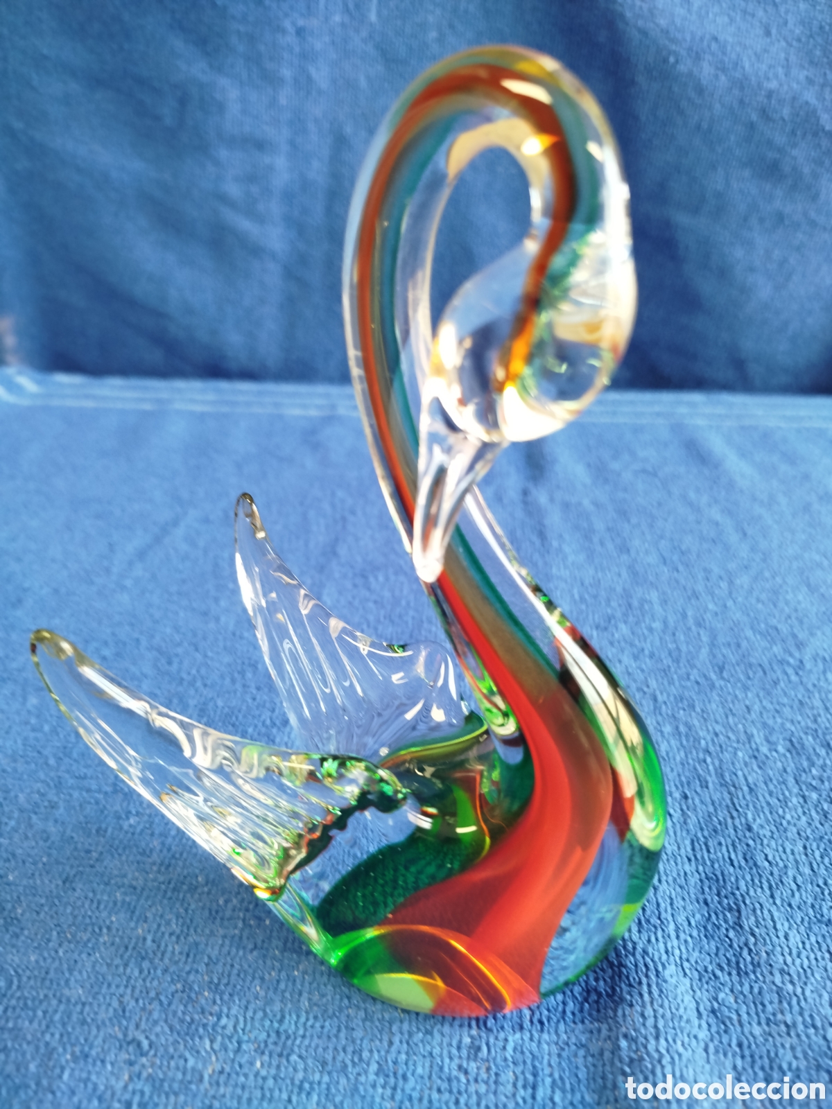 Antig&uuml;edades: Figura de cisne en cristal macizo de Murano