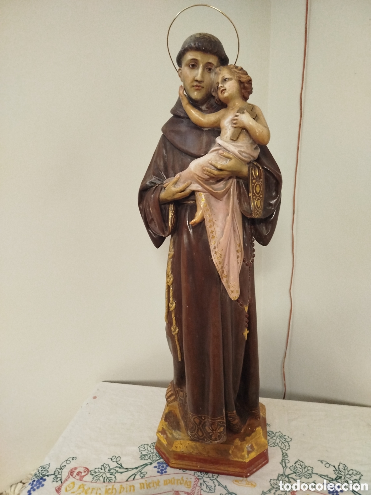 Antig&uuml;edades: Gran escultura antigua de San Antonio con el Ni&ntilde;o Jes&uacute;s, de Olot.