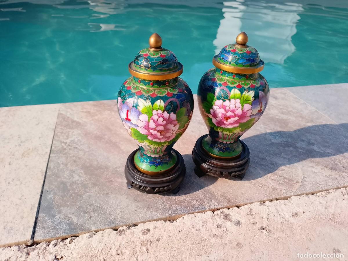 Antig&uuml;edades: Pareja pq tibores cloisonne principios S.XX
