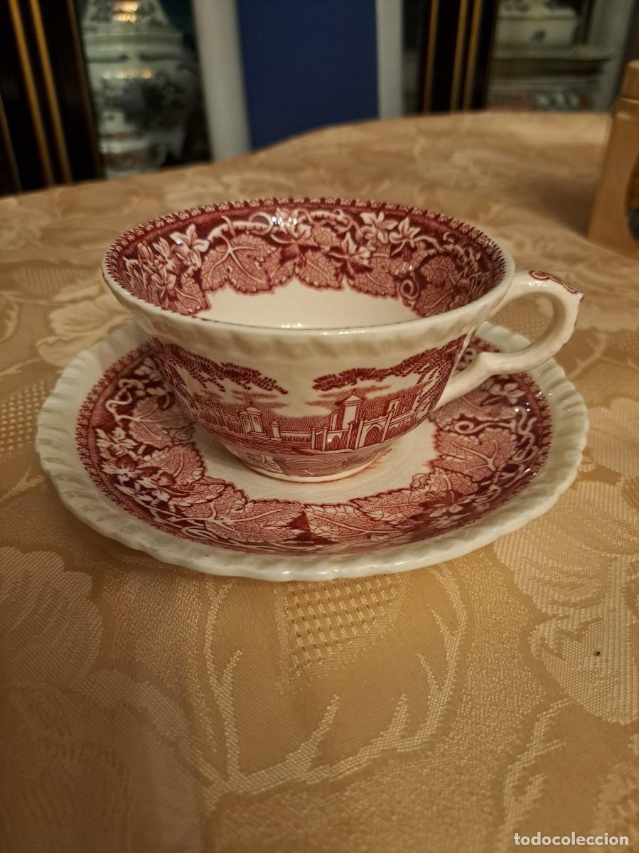 Antig&uuml;edades: Solitario de t&eacute; de porcelana mason&acute;s vista england, rojo.