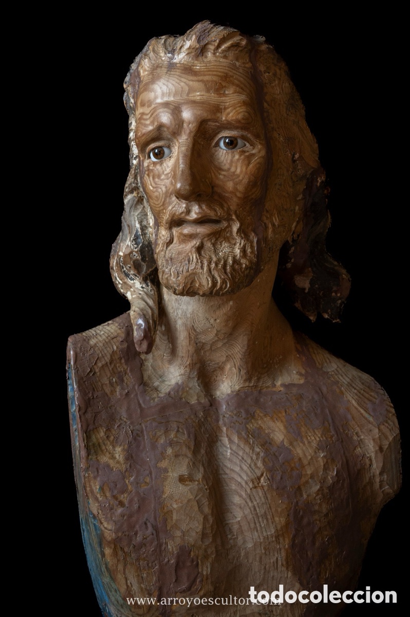 Antig&uuml;edades: Busto de cristo de madera - Foto 2