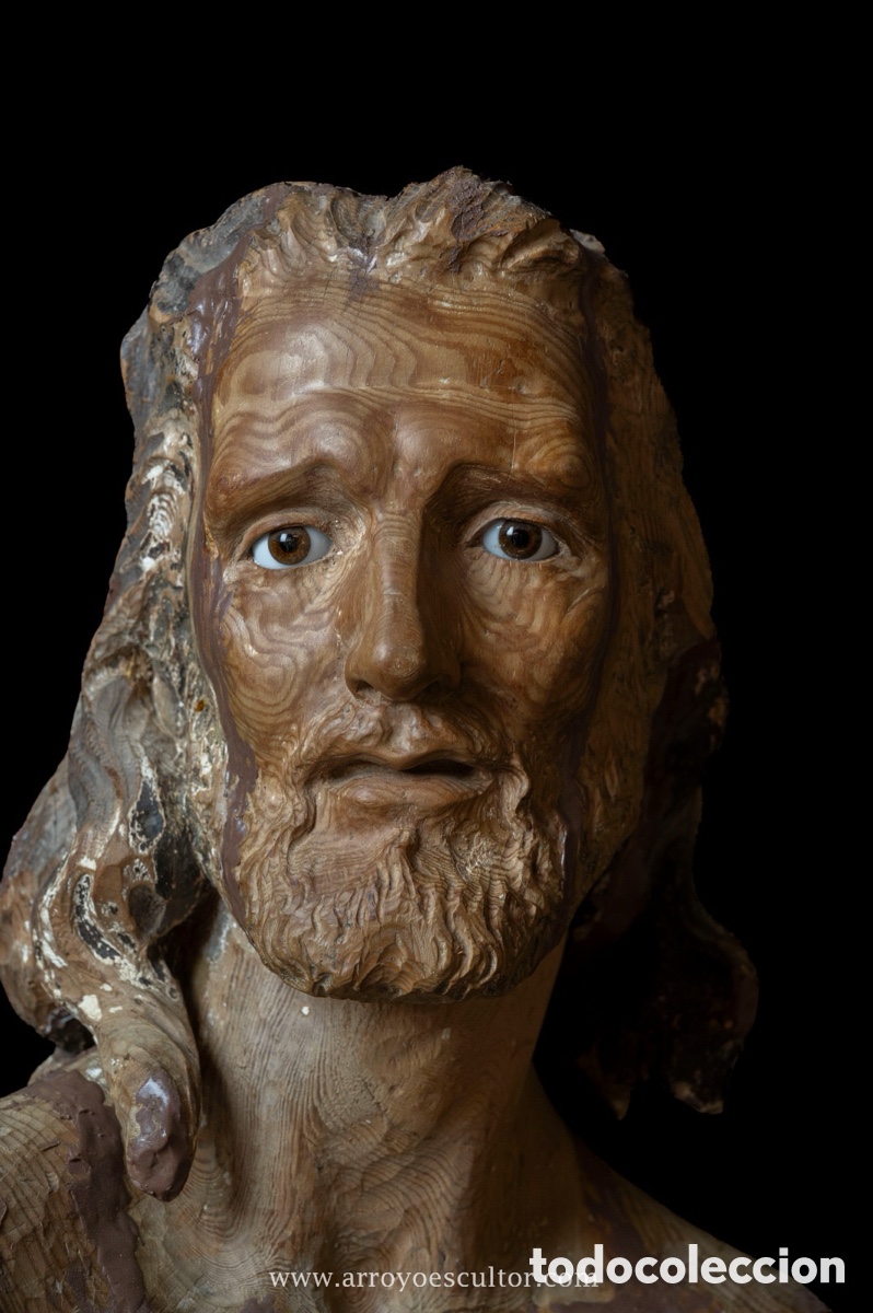 Antig&uuml;edades: Busto de cristo de madera - Foto 3