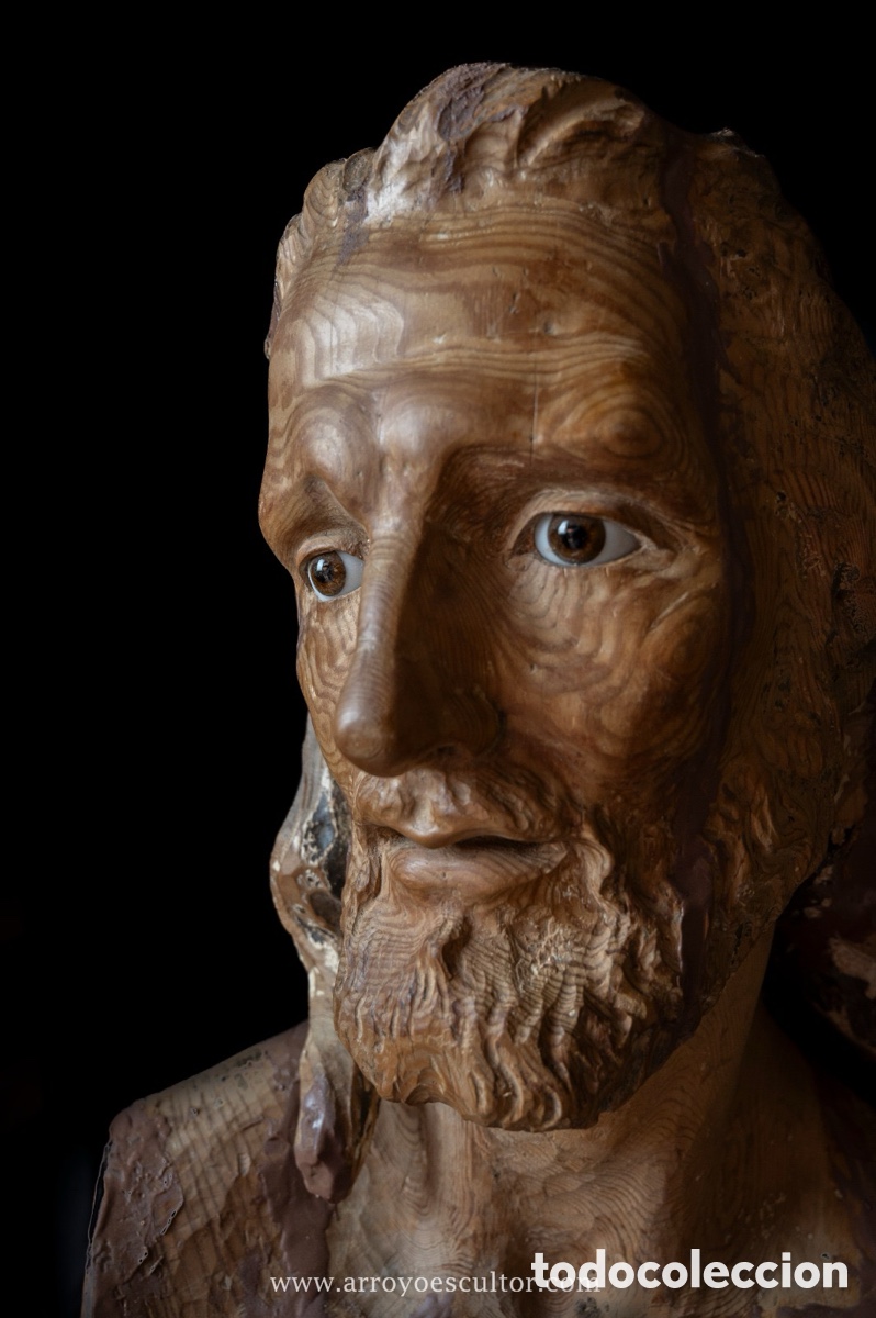 Antig&uuml;edades: Busto de cristo de madera - Foto 4
