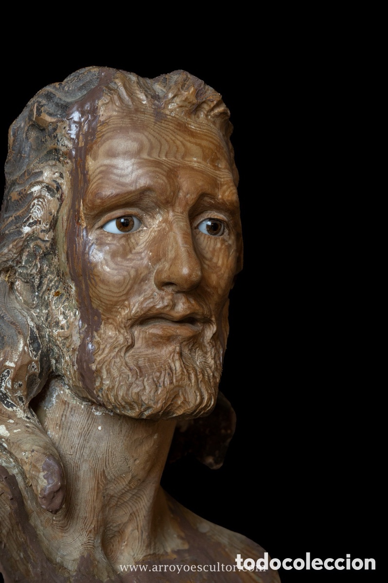 Antig&uuml;edades: Busto de cristo de madera - Foto 5