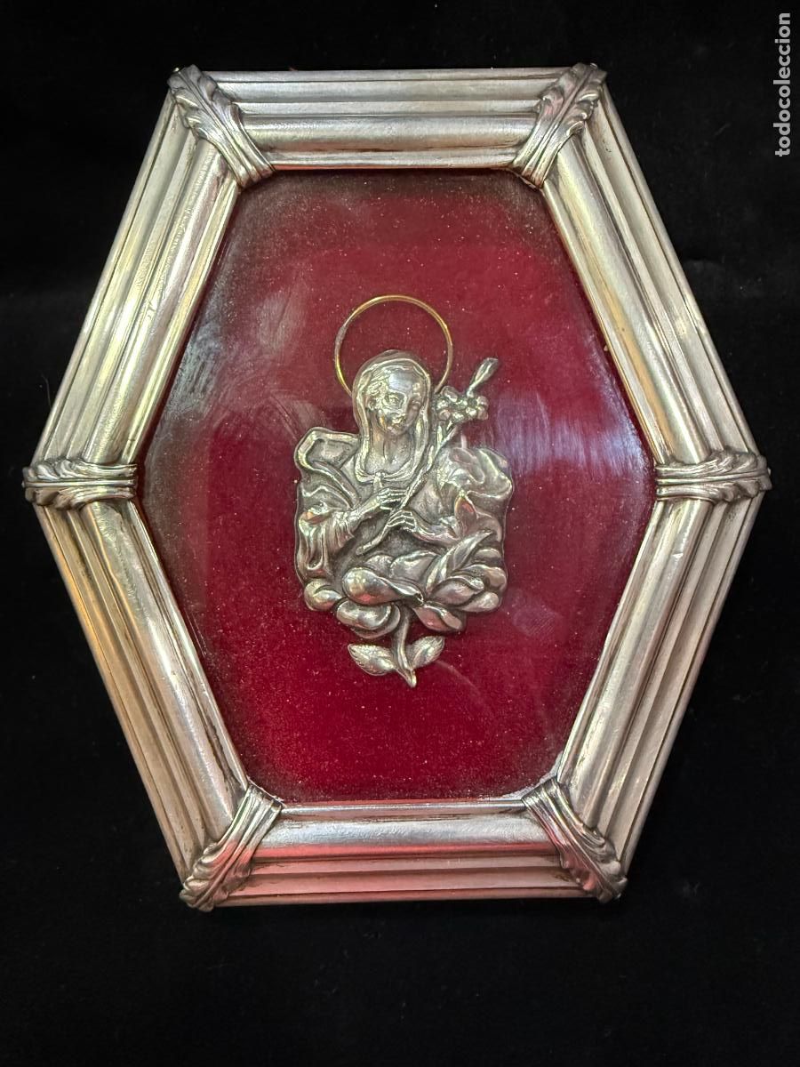 Antig&uuml;edades: ANTIGUO RELICARIO EN PLATA DE LEY CON RELIEVE DE VIRGEN - MEDIDA 15X13,5 CM - RELIGIOSO