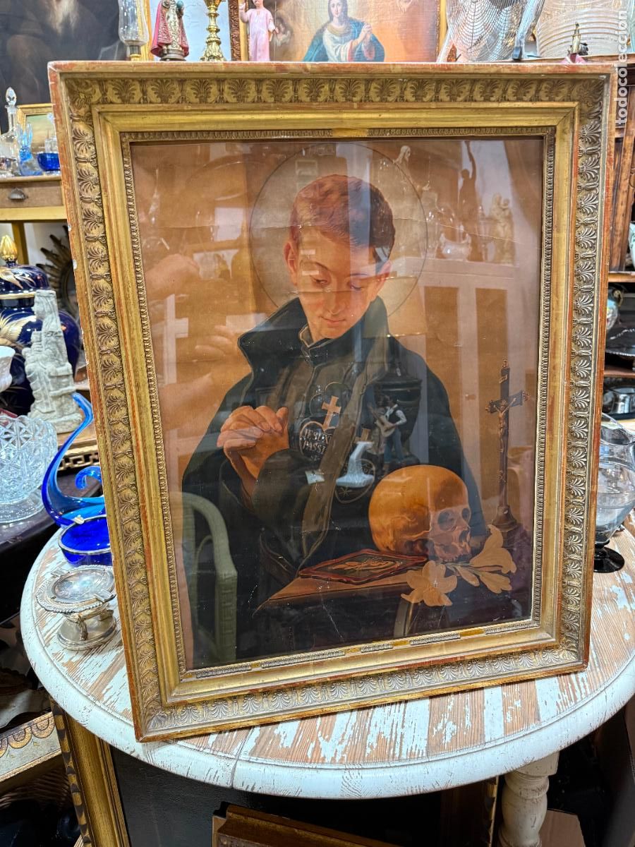 Antig&uuml;edades: ANTIGUO MARCO DE MADERA Y ORO FINO - MEDIDA TOTAL 70X55,5 CM E INTERIOR 58X43,5 CM