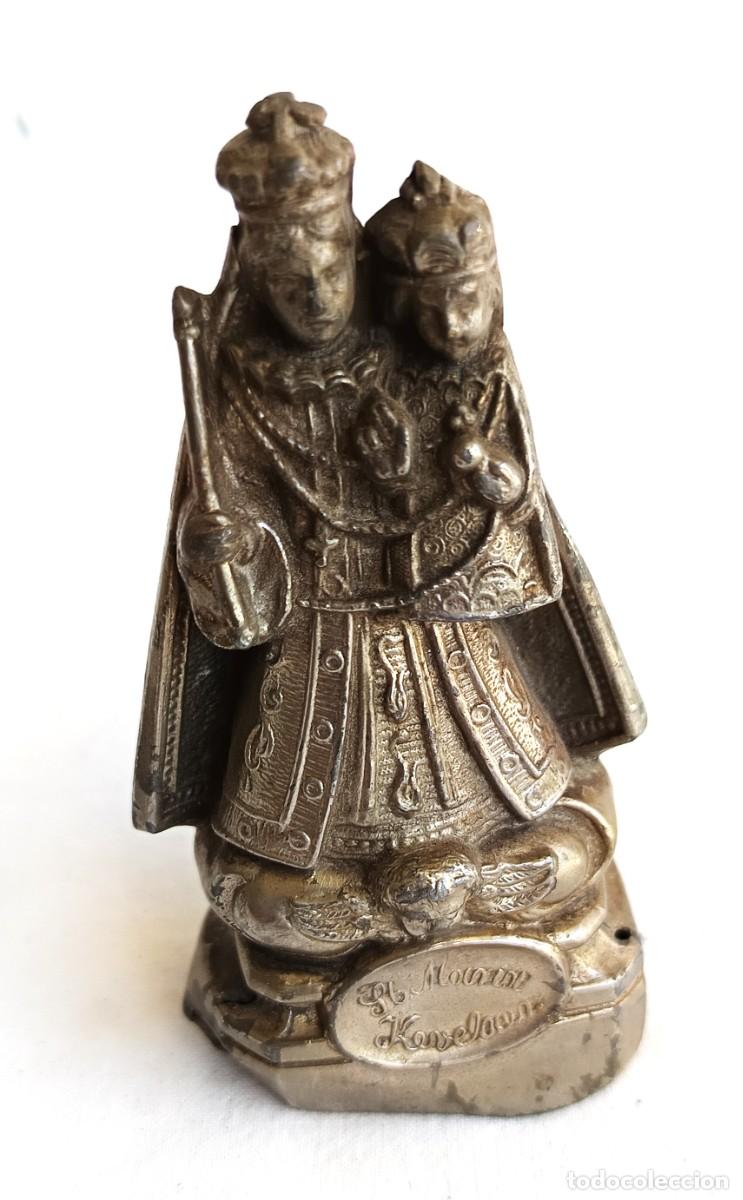 Antig&uuml;edades: Icono - Lat&oacute;n fundido, Lat&oacute;n plateado - Virgen con el ni&ntilde;o 1950-1970 - Francia