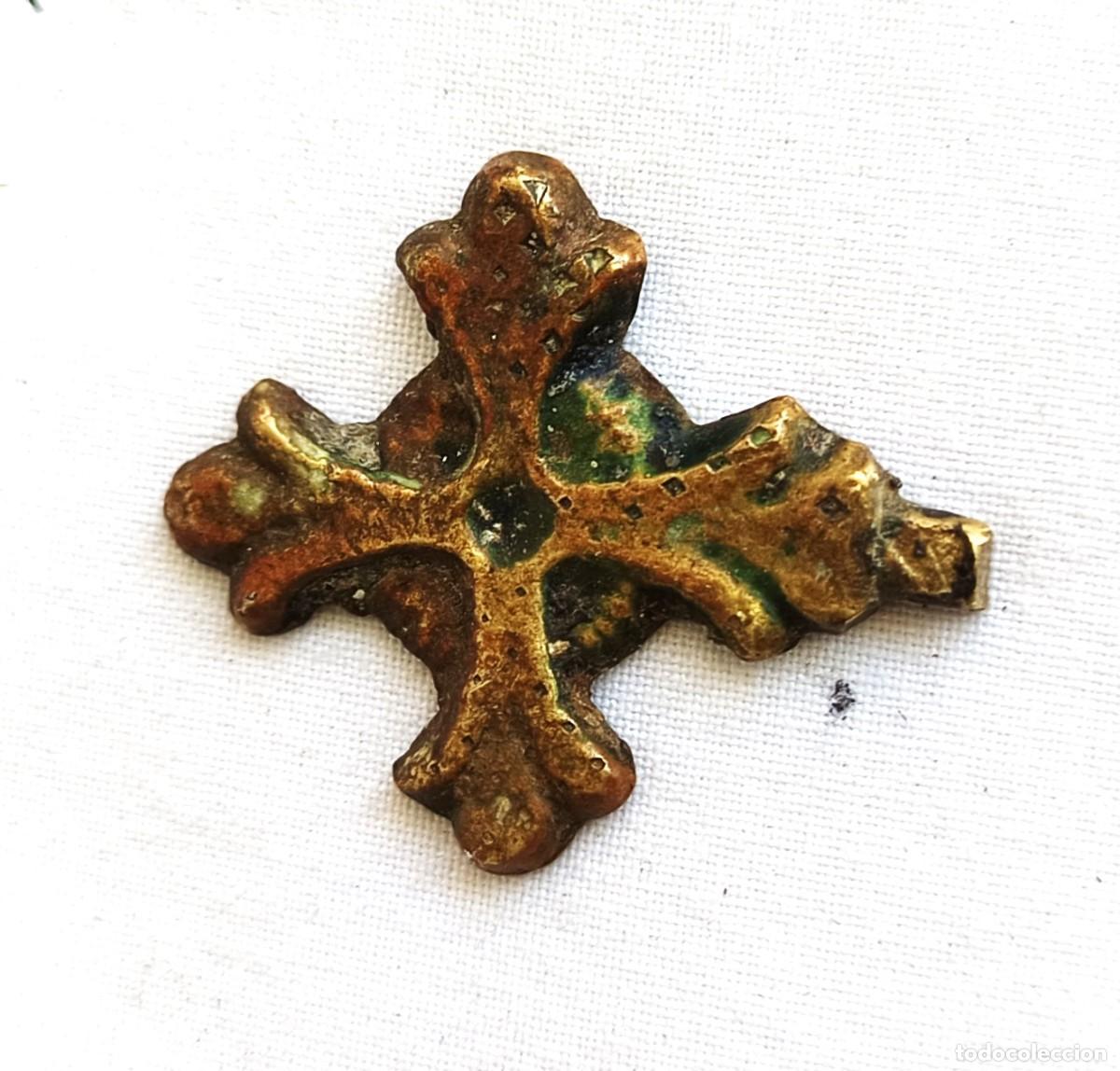 Antig&uuml;edades: Antiguo Cruz - Bronce dorado - Fragmento cruz medieval Francia