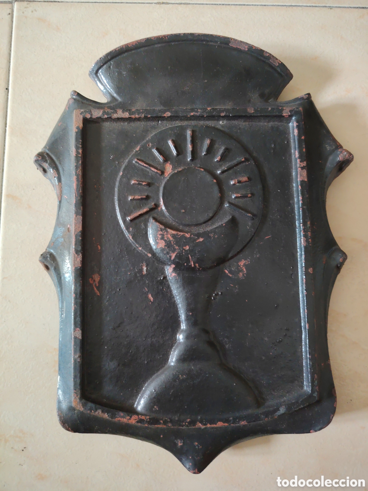 Antiquit&auml;ten: PLACA HER&Aacute;LDICA RELIGIOSA ANTIGUA