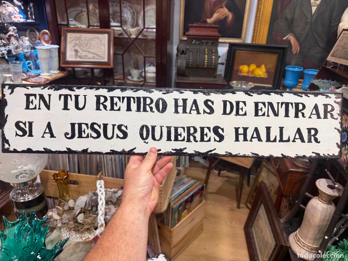 Antig&uuml;edades: TABLILLA DE CONVENTO CON MENSAJE RELIGIOSO - MEDIDA 71X15 CM