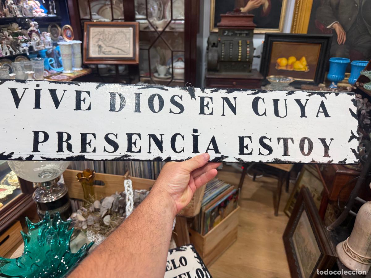 Antig&uuml;edades: TABLILLA DE CONVENTO CON MENSAJE RELIGIOSO - MEDIDA 71X15 CM