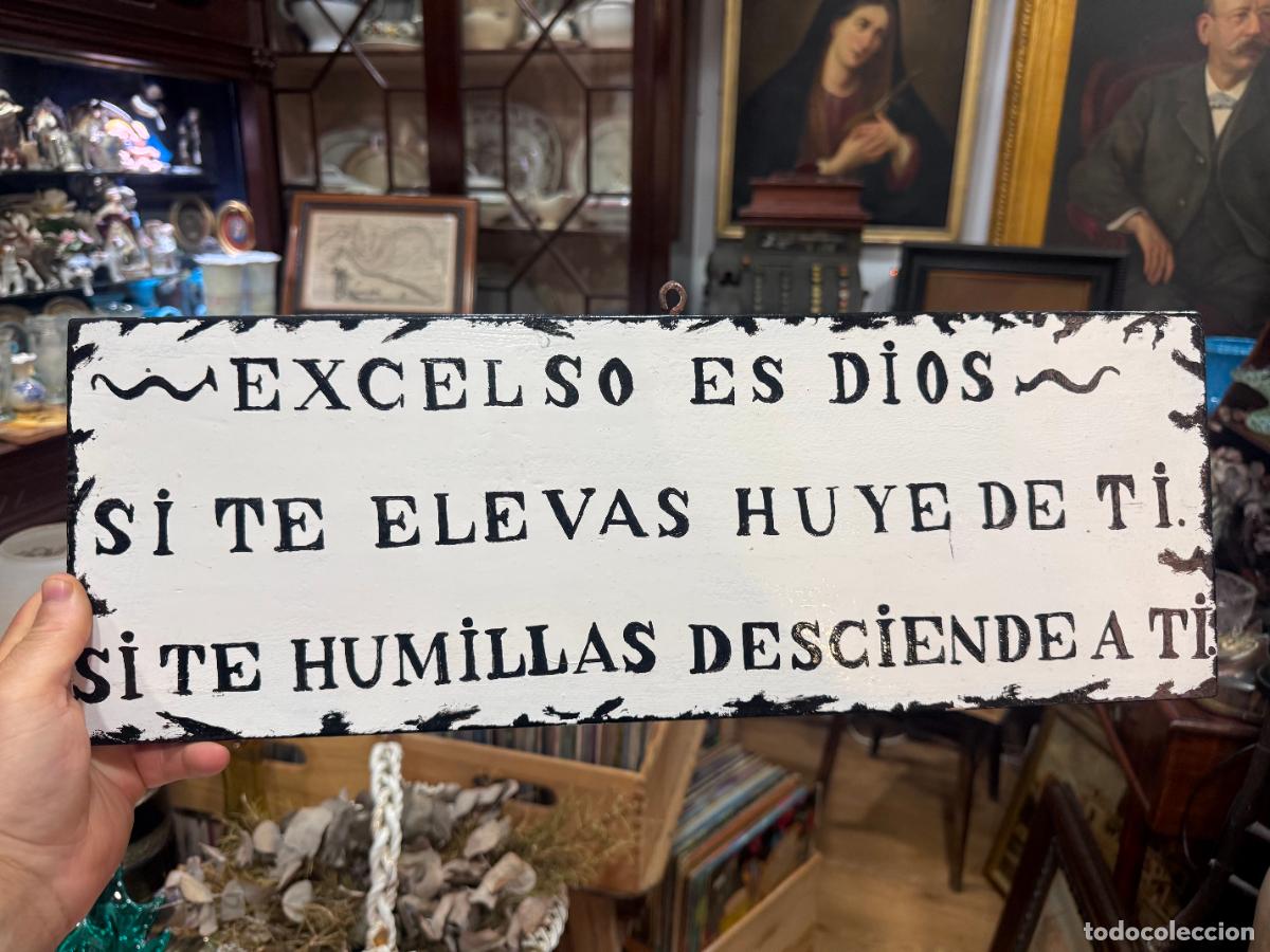 Antig&uuml;edades: TABLILLA DE CONVENTO CON MENSAJE RELIGIOSO - MEDIDA 51X18 CM