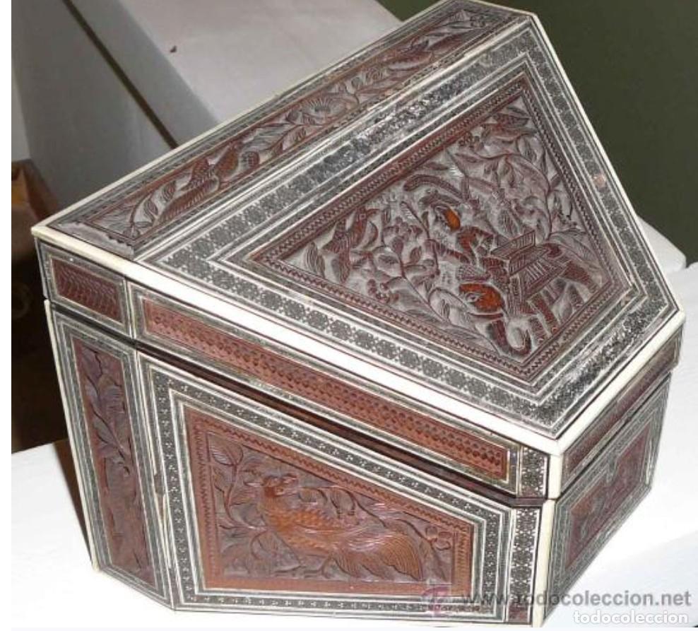 Antig&uuml;edades: Caja Anglo India marqueteria.