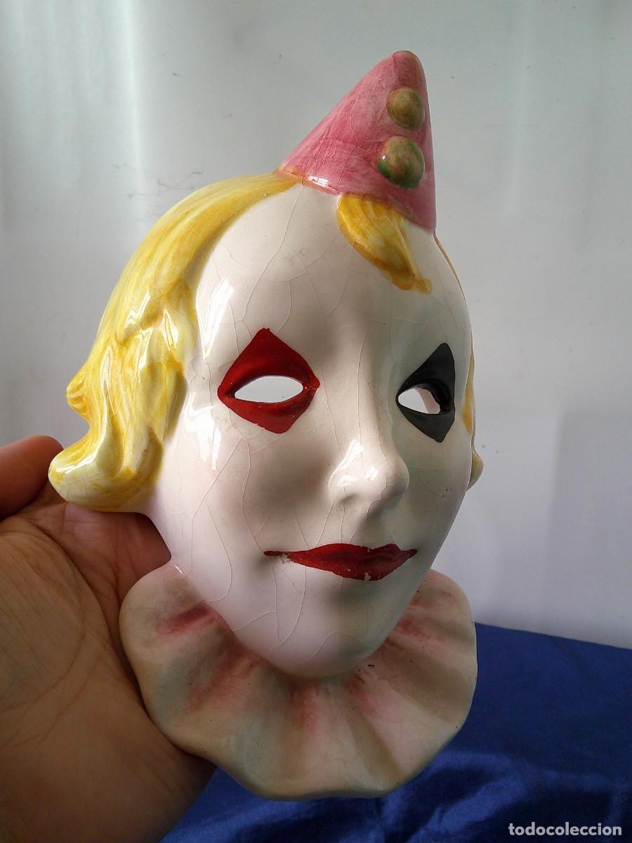 Antiguidades: &iexcl;&iexcl; ARLEQUIN. (Mascara) Porcelana con Linias. (Craquelado) . ORIGINAL-DECORACION-COLECCION.!! C-33