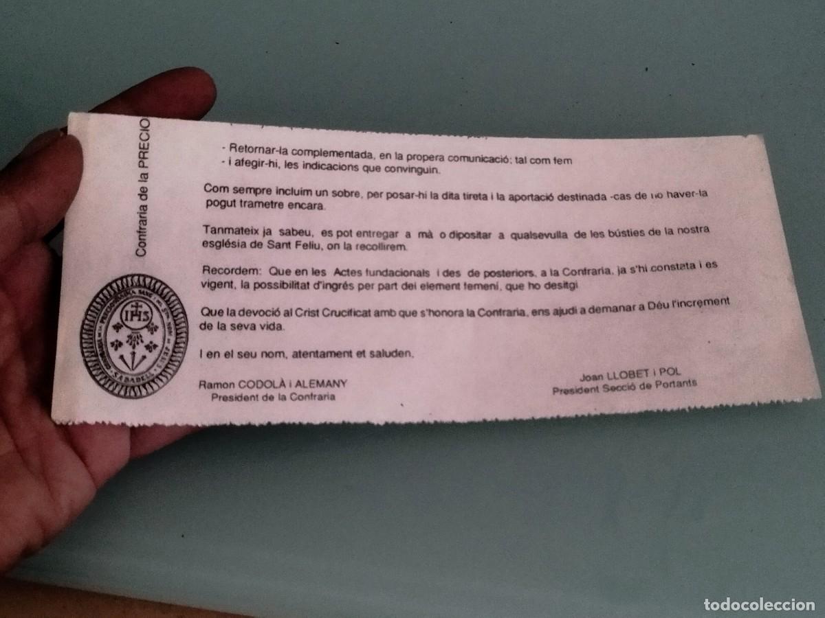 Antig&uuml;edades: circular informativa religiosa de una cofrad&iacute;a local, redactada en idioma catal&aacute;n. Normas y hitos.