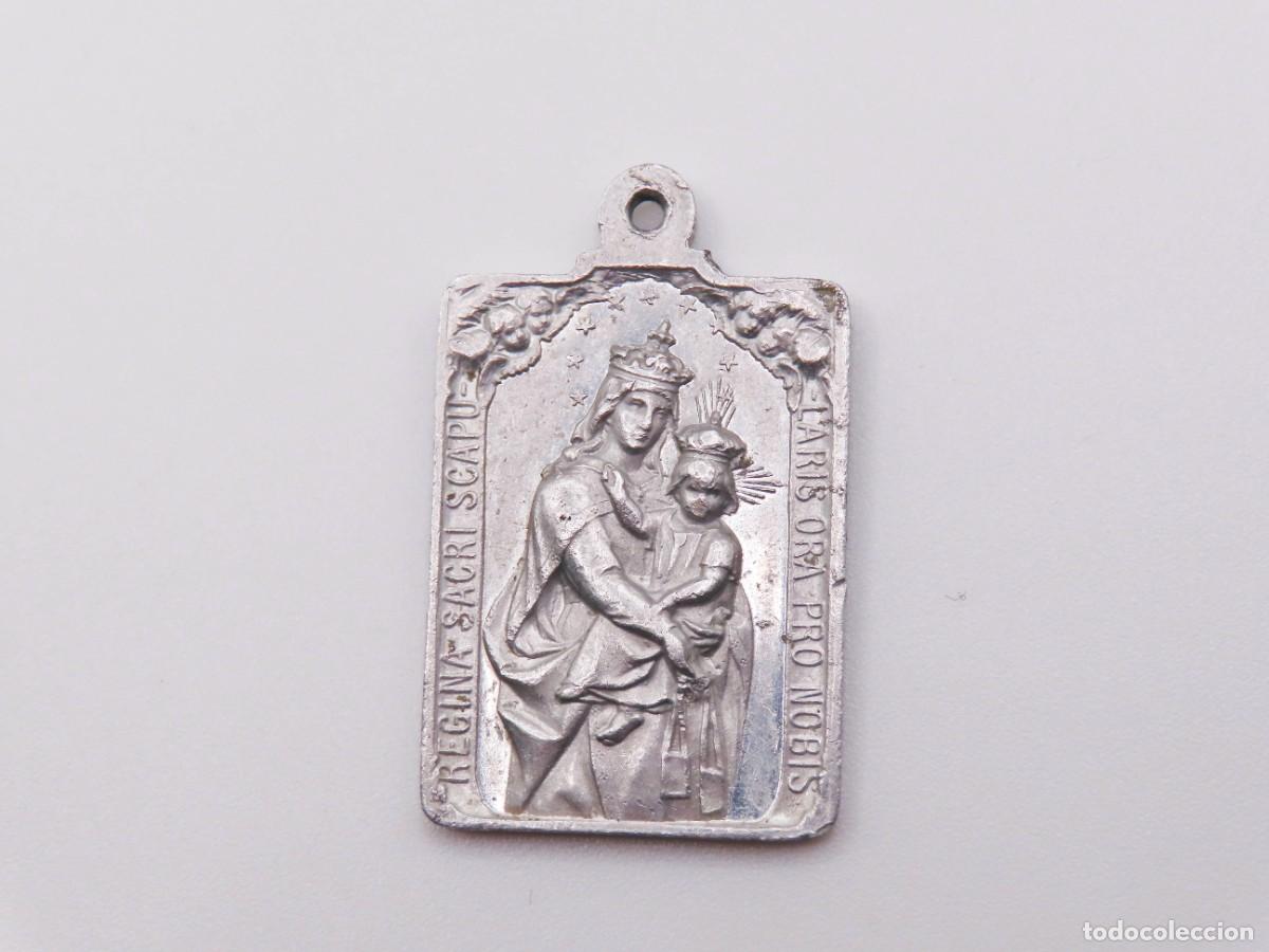 Antig&uuml;edades: MEDALLA ESCAPULARIO VIRGEN DEL CARMEN SAGRADO CORAZ&Oacute;N DE JES&Uacute;S
