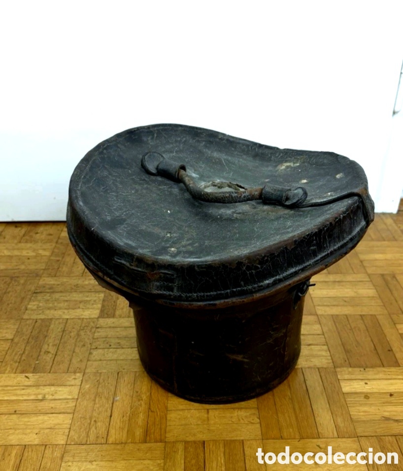 Antig&uuml;edades: Sombrerera antigua Victoriana Piel Negra Francia