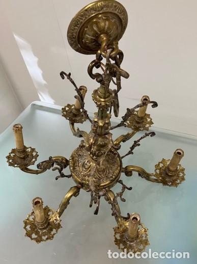 Antig&uuml;edades: ANTIGUA L&Aacute;MPARA ARA&Ntilde;A DE BRONCE, 6 BRAZOS, BUEN ESTADO, A&Ntilde;OS 50,S&Oacute;LO RECOGIDA EN MADRID