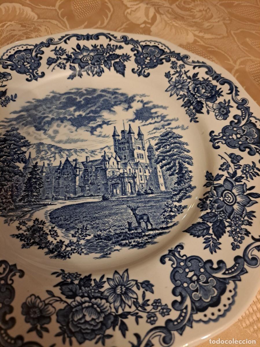 Antiques: Plato llano de porcelana Royal Homes of Britain de Enoch Wood tunstall, azul
