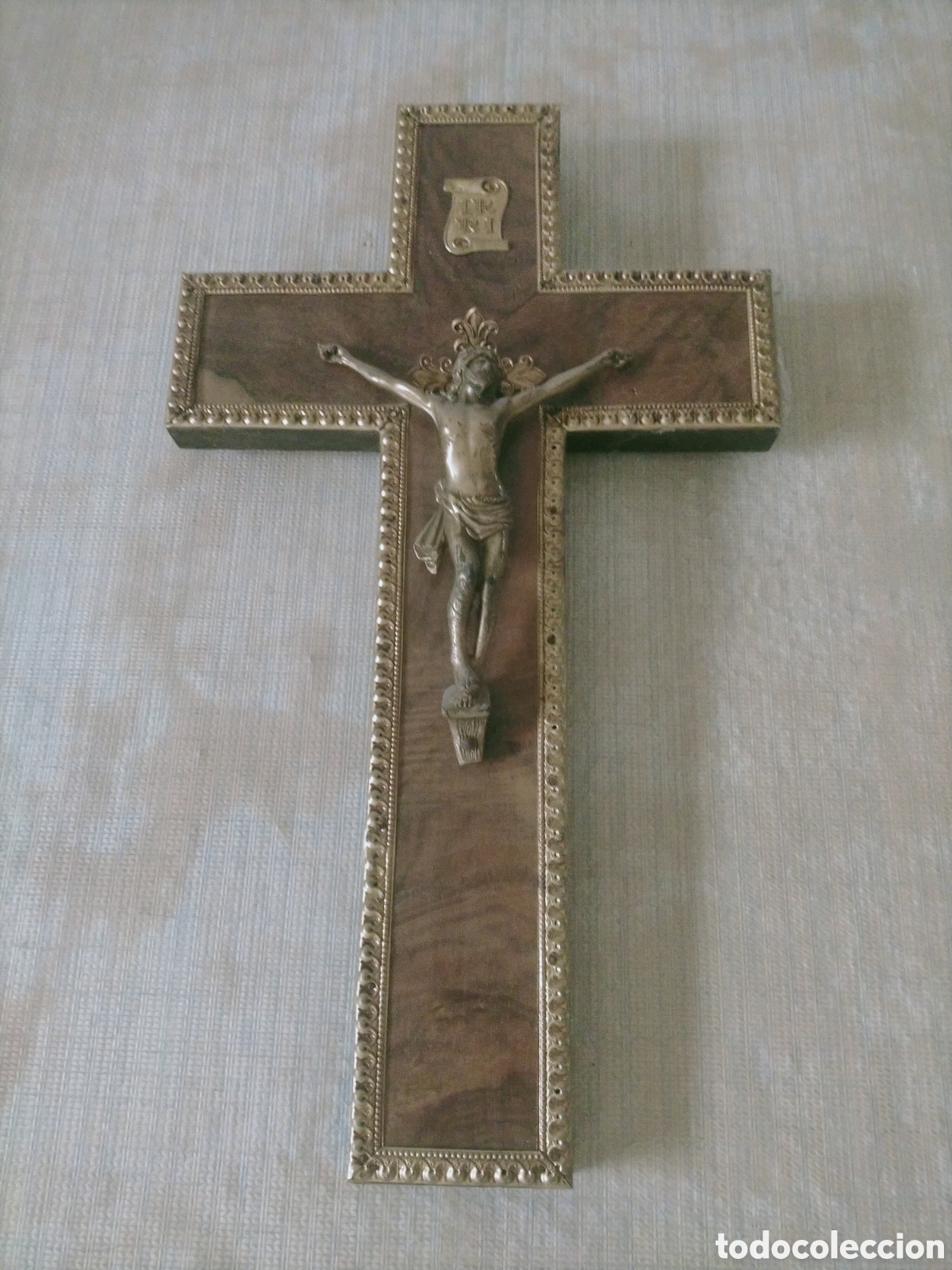 Antig&uuml;edades: Crucifijo antiguo madera y metal