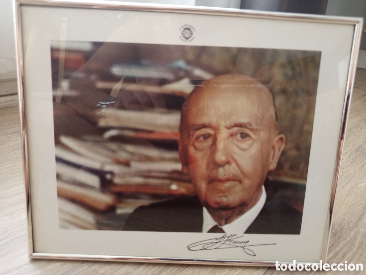 Antig&uuml;edades: Foto oficial de Franco con firma en marco