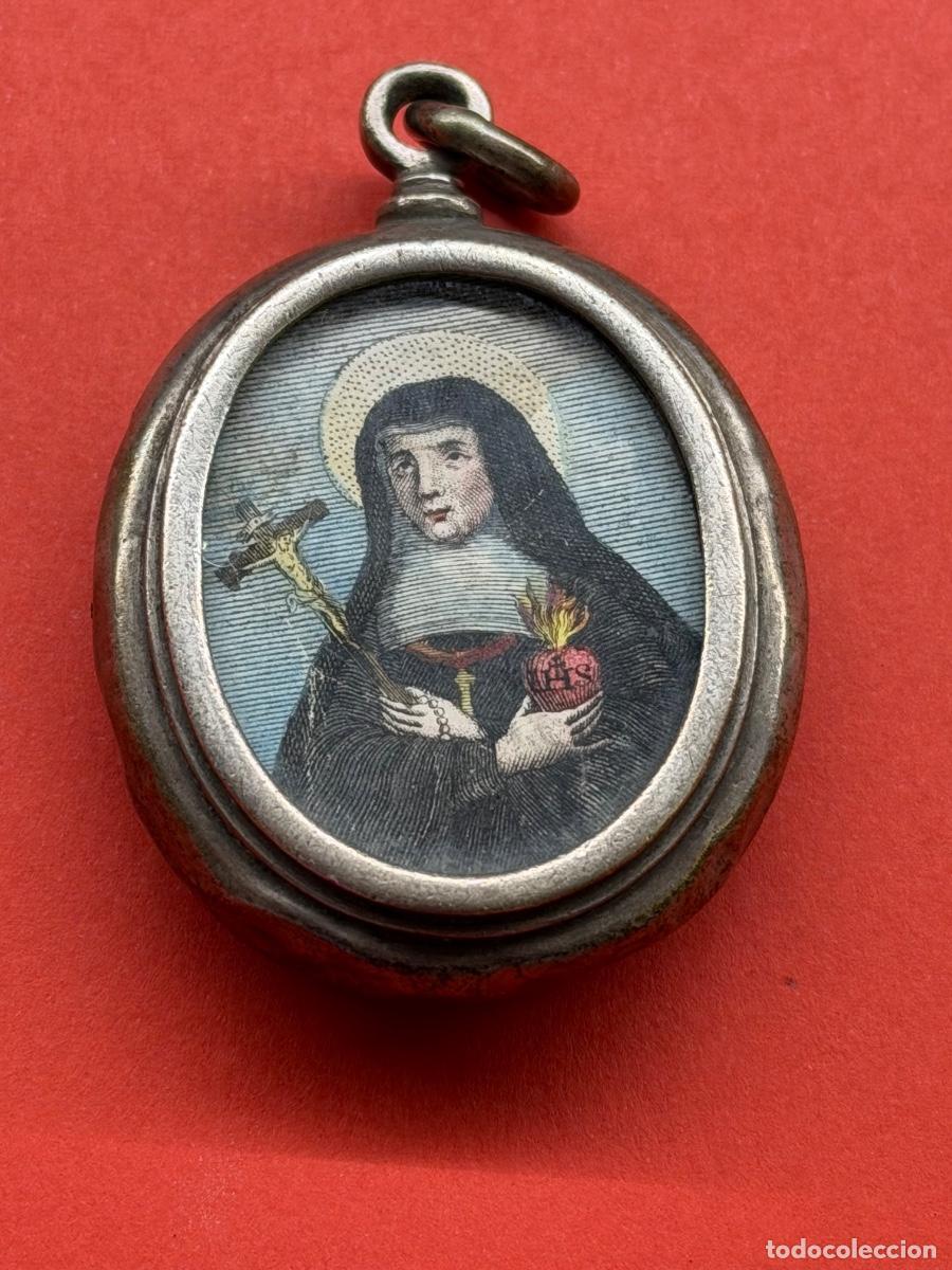 Antig&uuml;edades: ANTIGUO RELICARIO EN PLATA SIGLO XVIII SANTA TERESA DE JES&Uacute;S INMACULADA CONCEPCI&Oacute;N GRABADOS