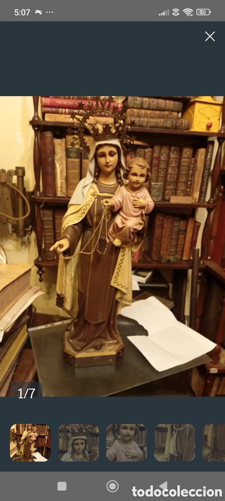 Antig&uuml;edades: Virgen del carmen. Talla. Olot