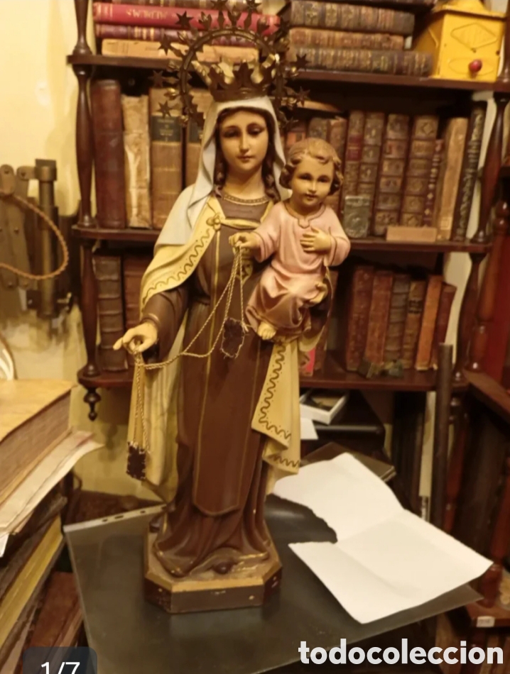 Antig&uuml;edades: Virgen del carmen. Talla. Olot