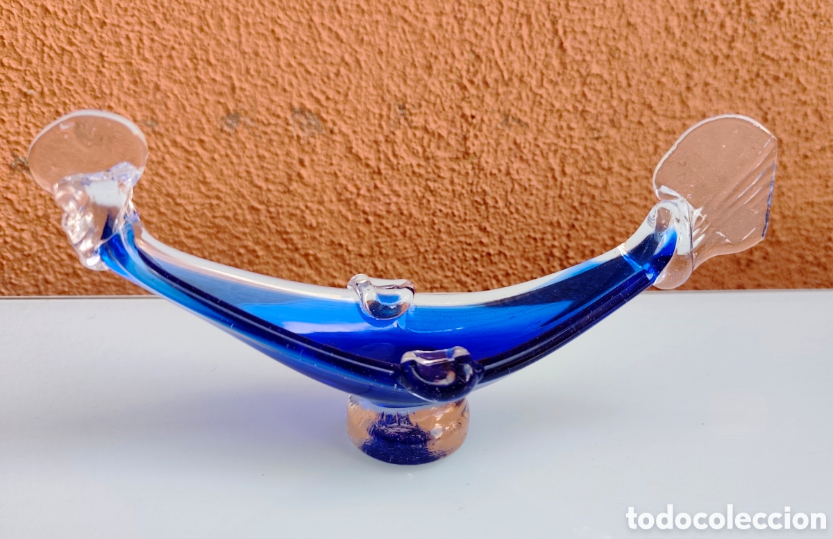 Antig&uuml;edades: G&oacute;ndola cristal Murano vintage. Azul