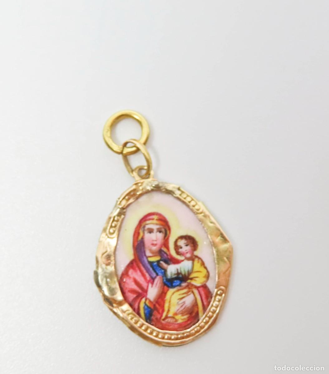 Antig&uuml;edades: MEDALLA MINIATURA RUSA VIRGEN MAR&Iacute;A CON NI&Ntilde;O JES&Uacute;S MADRE DE DIOS S&Aacute;LVANOS