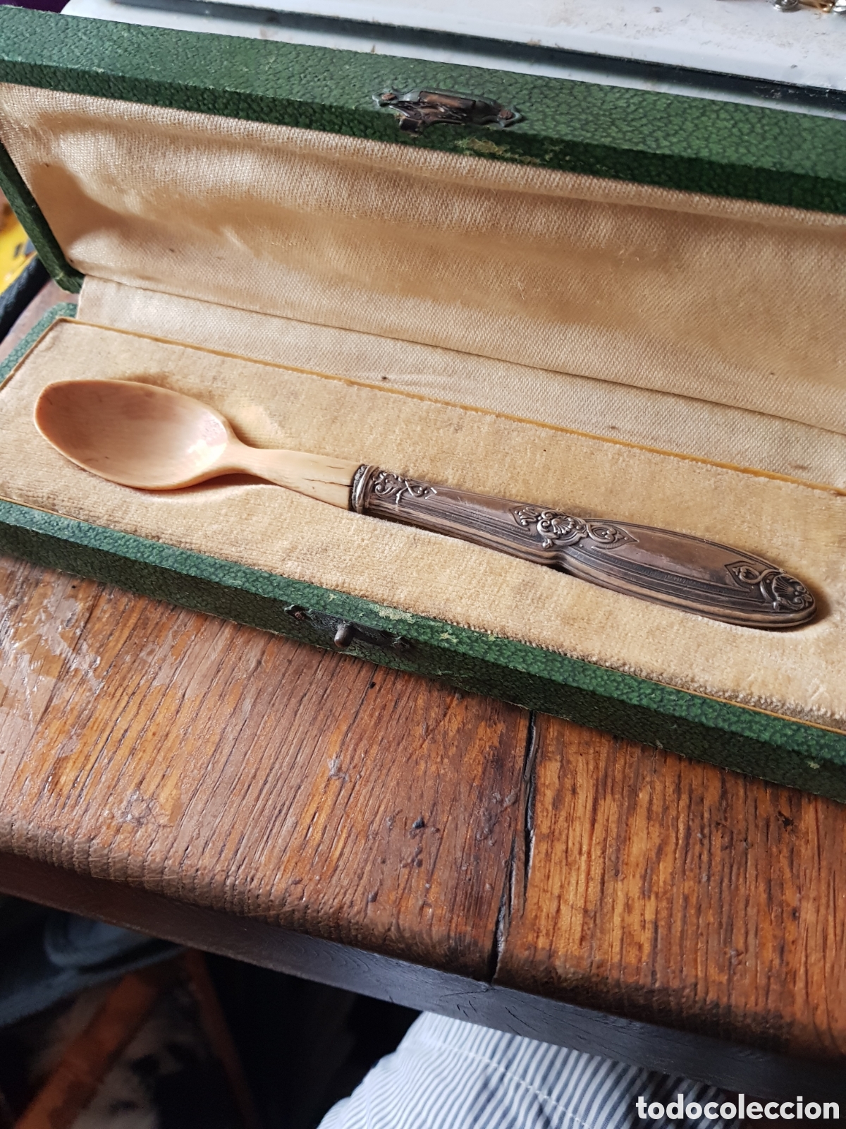 Antig&uuml;edades: ANTIGUA CUCHARA DE LA &Eacute;POCA VICTORIANA SIGLO XIX DE PLATA Y MARFIL
