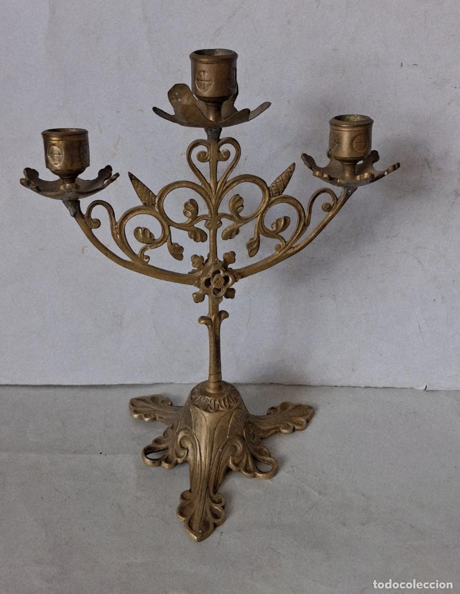 Oggetti Antichi: Antiguo candelabro de bronce