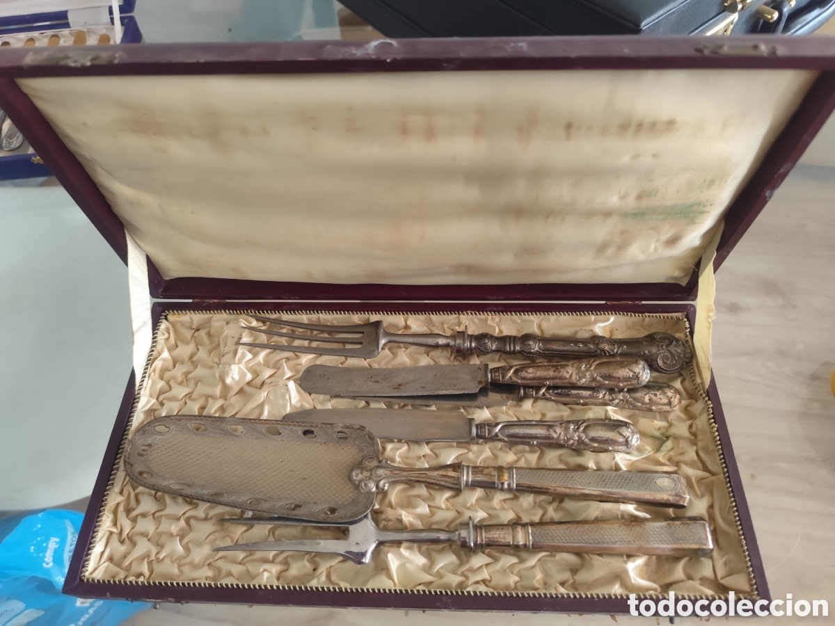 Antig&uuml;edades: Elegante Set de Cubiertos de Servir Vintage - Primera Mitad Siglo XX - Alpaca Plateada