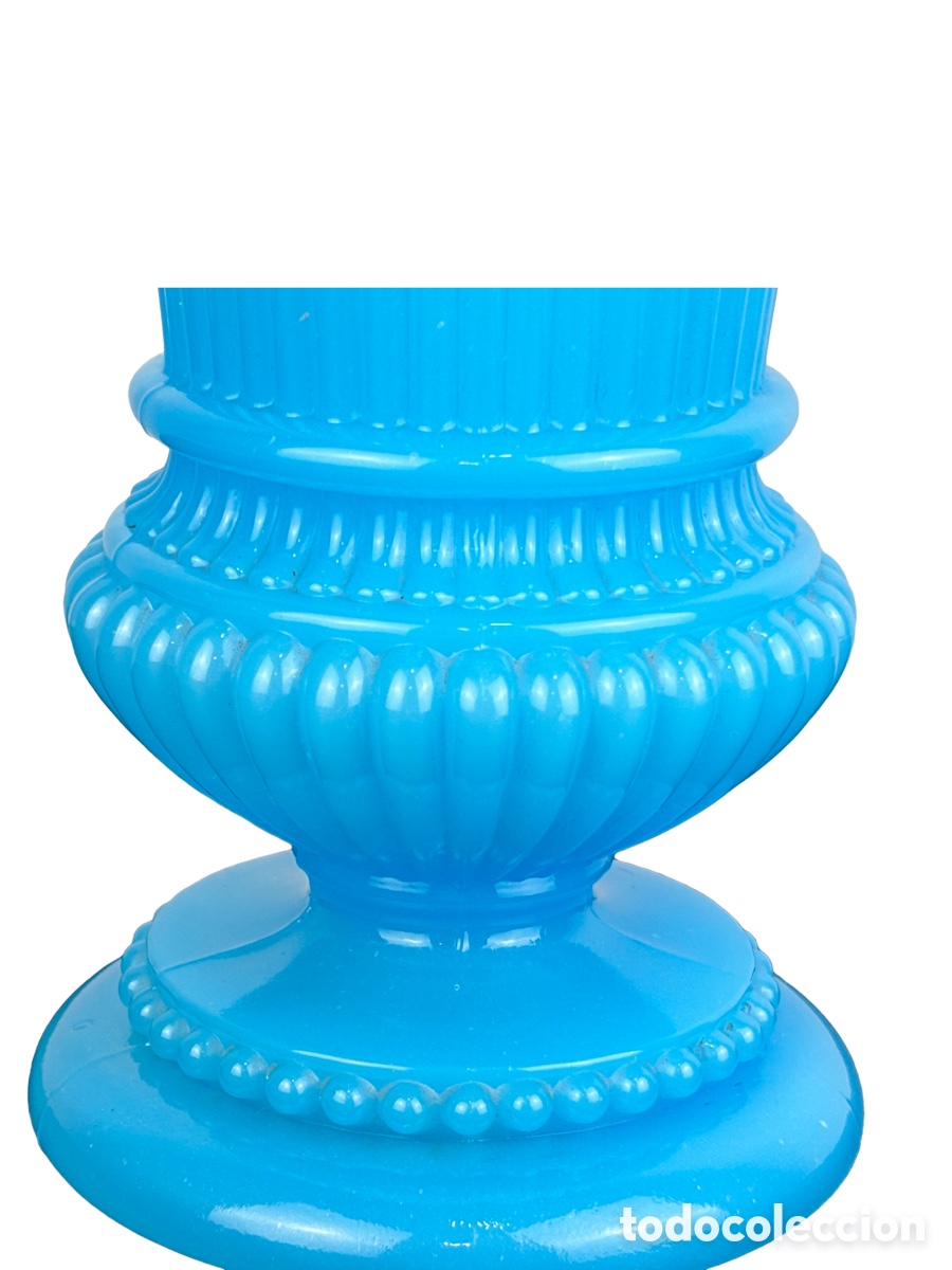 Antig&uuml;edades: JARR&Oacute;N EN OPALINA AZUL - 30 CM - Foto 2