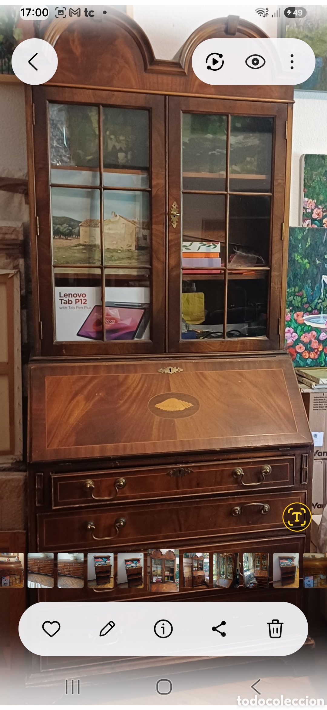 Antig&uuml;edades: Bureau Secreter con vitrina