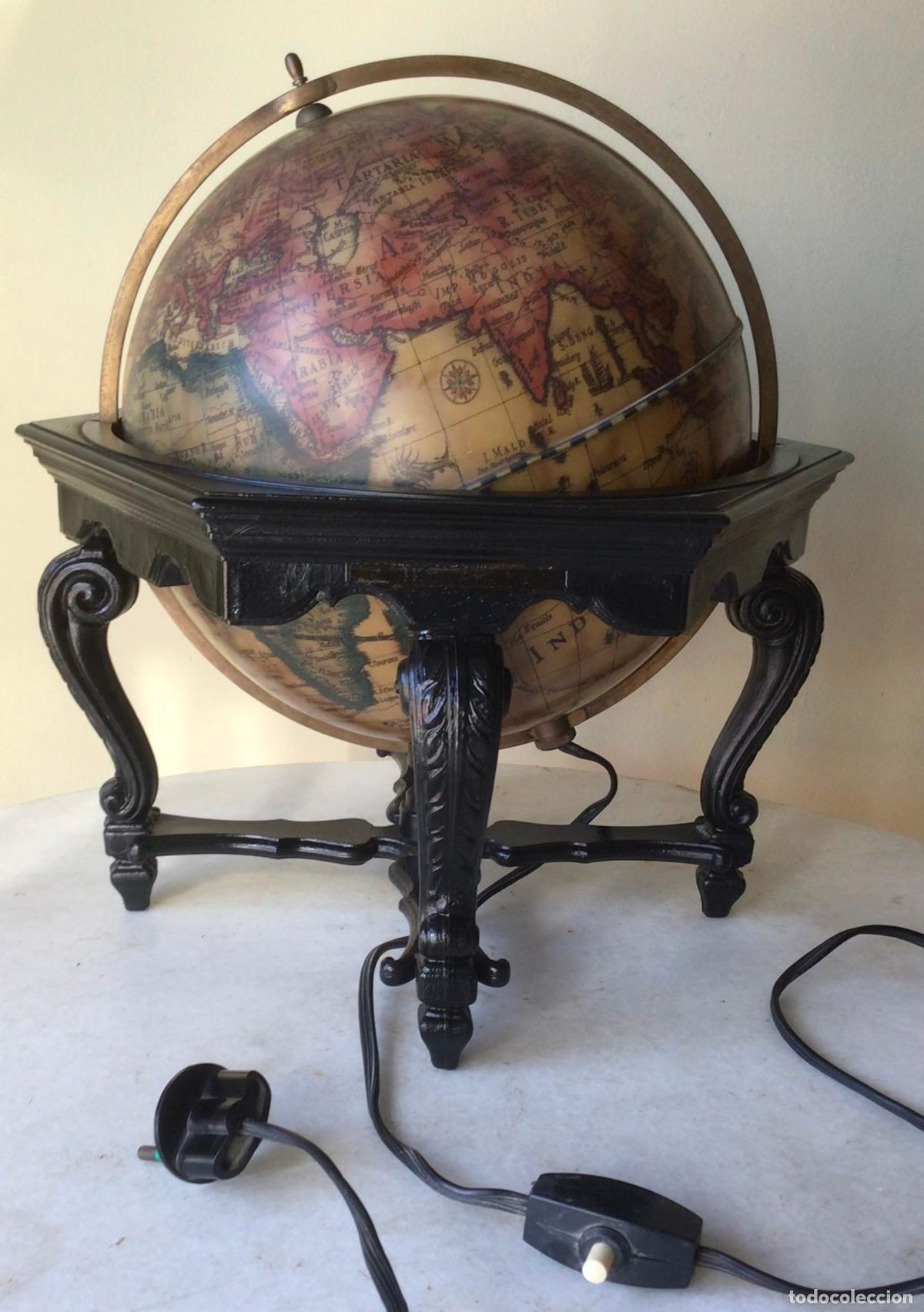 Antig&uuml;edades: ORIGINAL Y GRANDE GLOBO TERRESTRE-BOLA DEL MUNDO ESTILO RENACIMIENTO CON LUZ A&Ntilde;OS 60