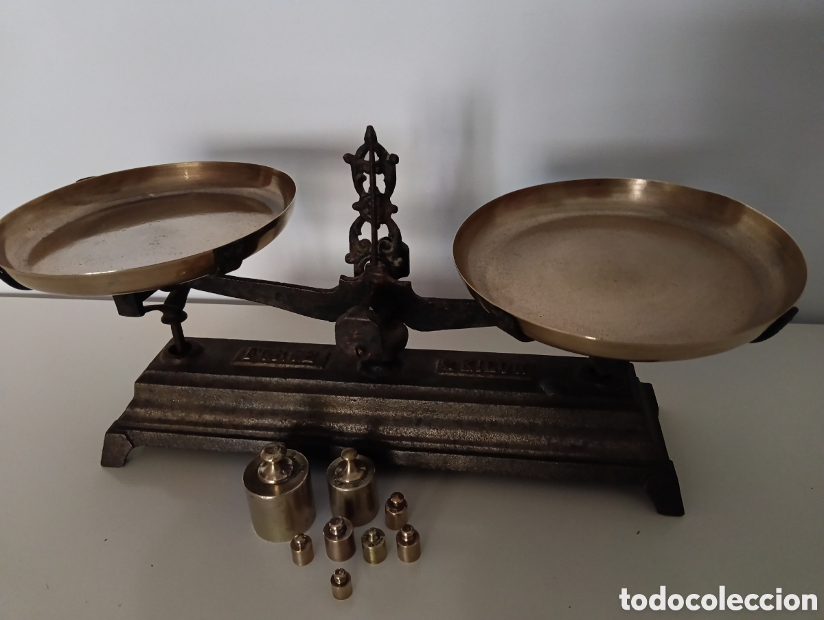 Antig&uuml;edades: Balanza bronce con pesas - Foto 7