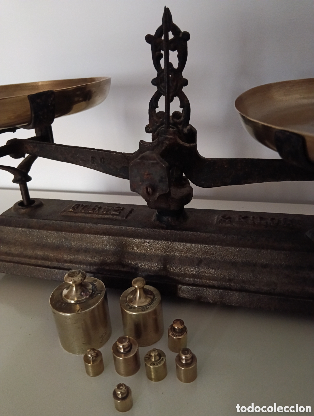 Antig&uuml;edades: Balanza bronce con pesas - Foto 8