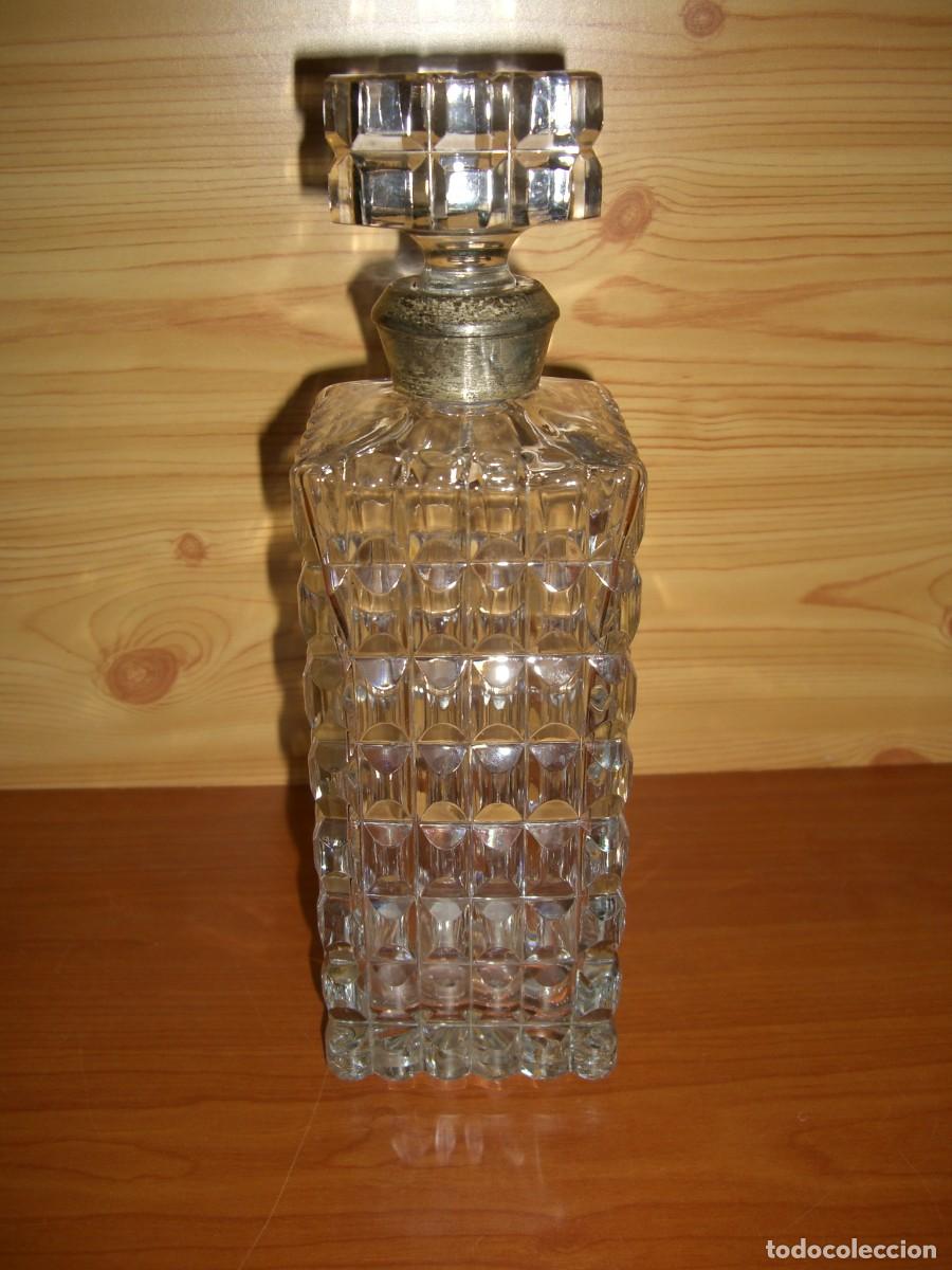 Antig&uuml;edades: BOTELLA LICORERA CRISTAL Y PLATA