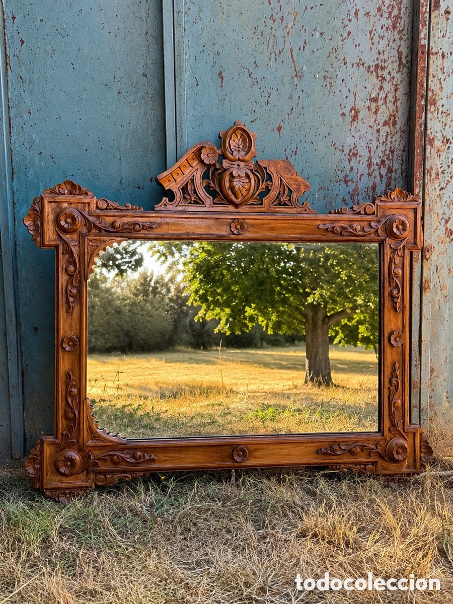 Antig&uuml;edades: Espejo de madera antiguo. 60x90 aprox