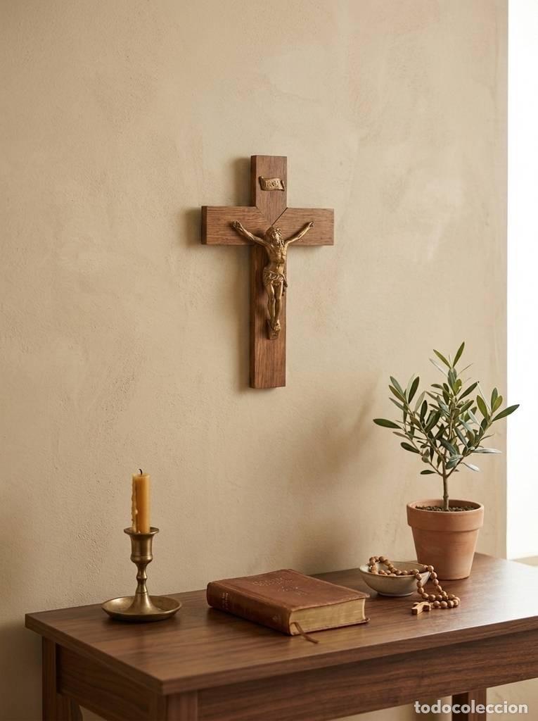 Antig&uuml;edades: CRUCIFIJO DE MADERA Y METAL