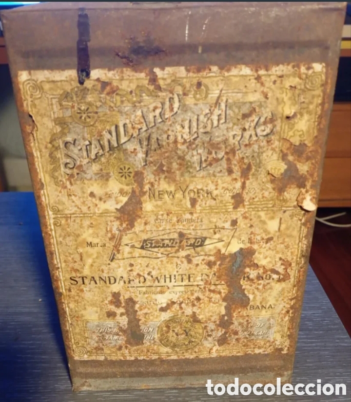Antig&uuml;edades: Lata Standard Varnish Works Siglo XIX