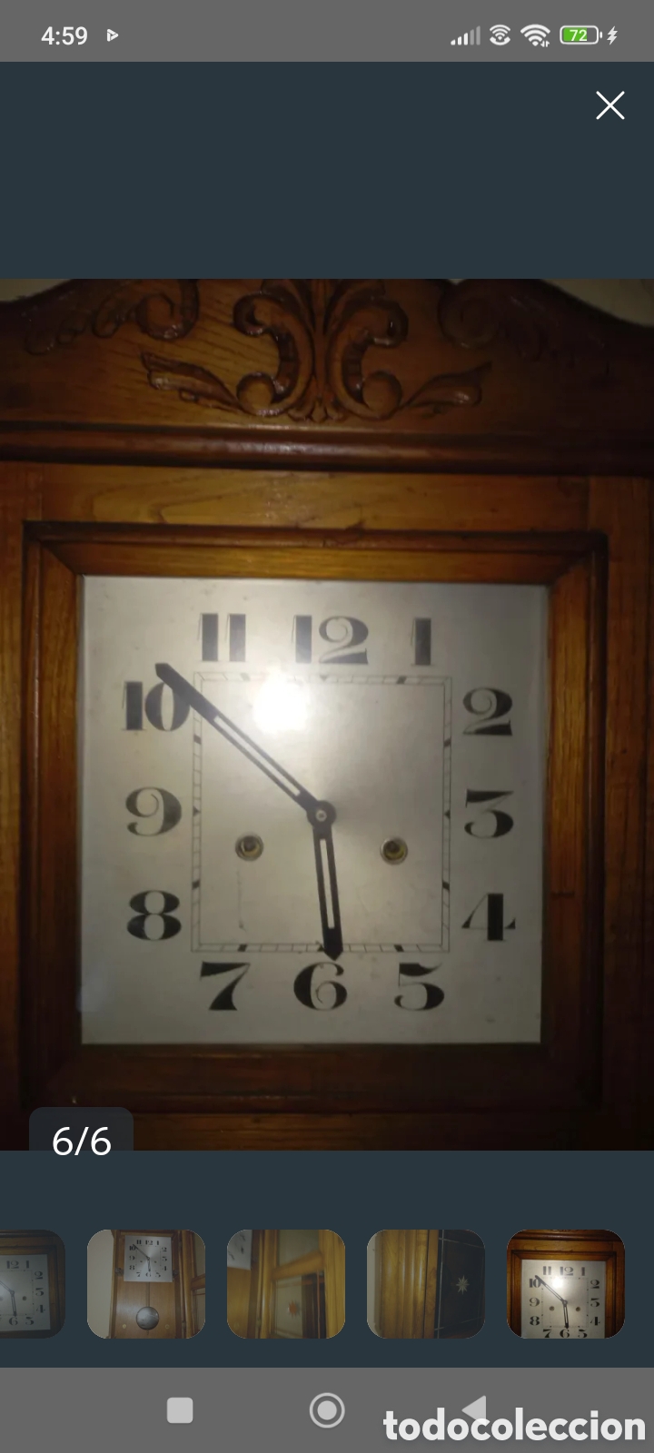 Antig&uuml;edades: Antiguo reloj de casta&ntilde;o con p&eacute;ndulo - Foto 6