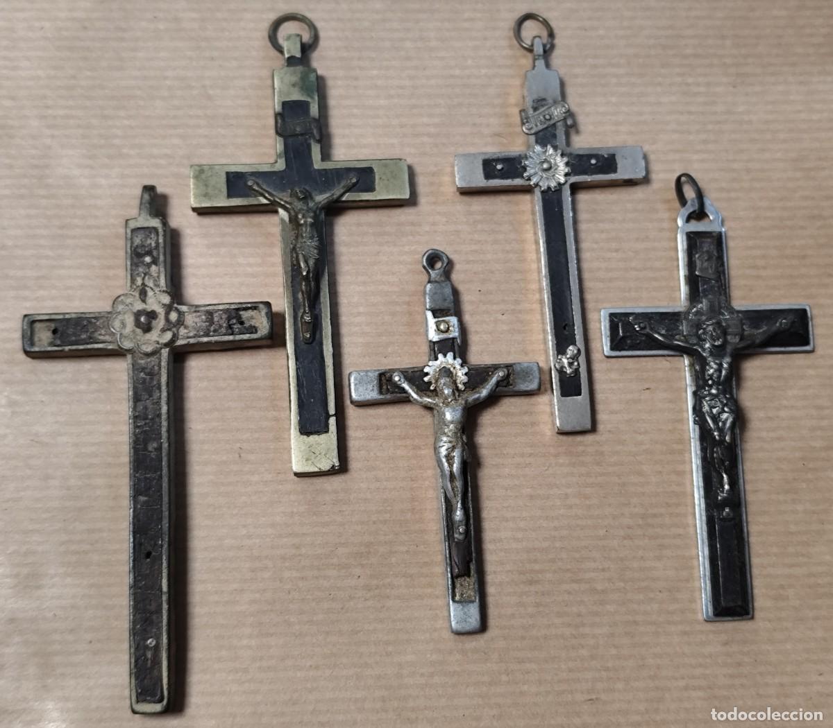 Antiques: Lote de 5 crucifijos antiguos