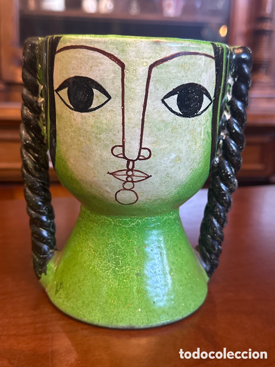 Antig&uuml;edades: ANTIGUO CALIZ EN CERAMICA PINTADA A MANO. ALFARAZ. MIGUEL DURAN-LORIGA.