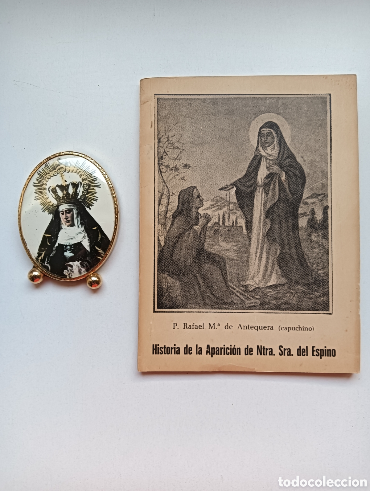 Antig&uuml;edades: Lote Nuestra Se&ntilde;ora del Espino. Historia de la aparici&oacute;n y cuadrito con imagen